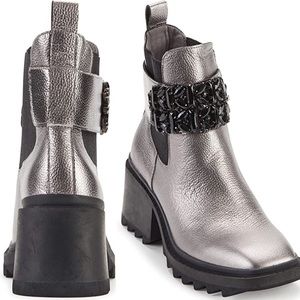 KARL LAGERFELD PARIS Pippa Crystal Embellished Platform Boot | Gunmetal Size 11